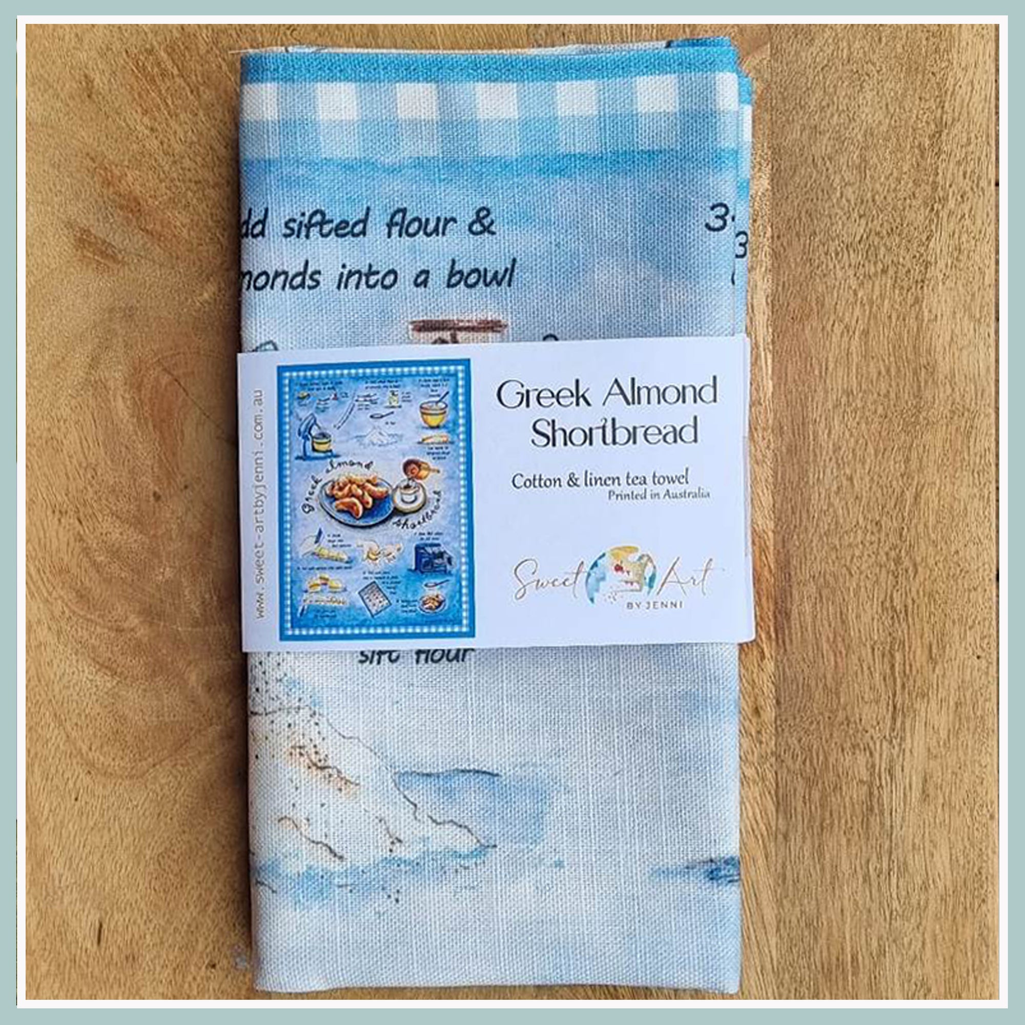 Greek Almond Shortbread Recipe-art Tea Towel