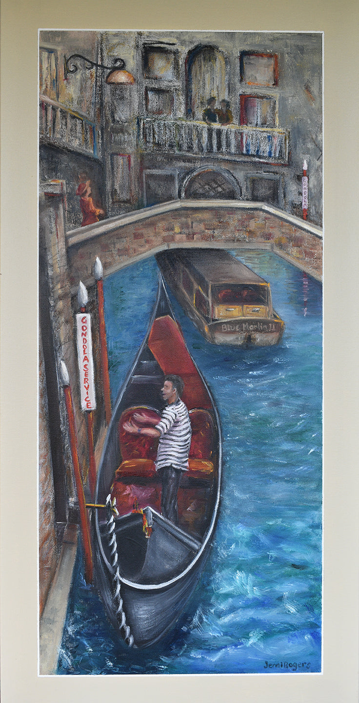  I did this painting from a photo I took when we were in Vencie.  Everywhere you turn there is something beautiful to paint, its such a stunning place to visit and if you’ve ever been to Venice, you will have heard the Gondoliers shouting out “Oe!” out across the canals. It means “Hello there!” would you like a ride in my gondola? by Australian Artist Jenni Rogers
