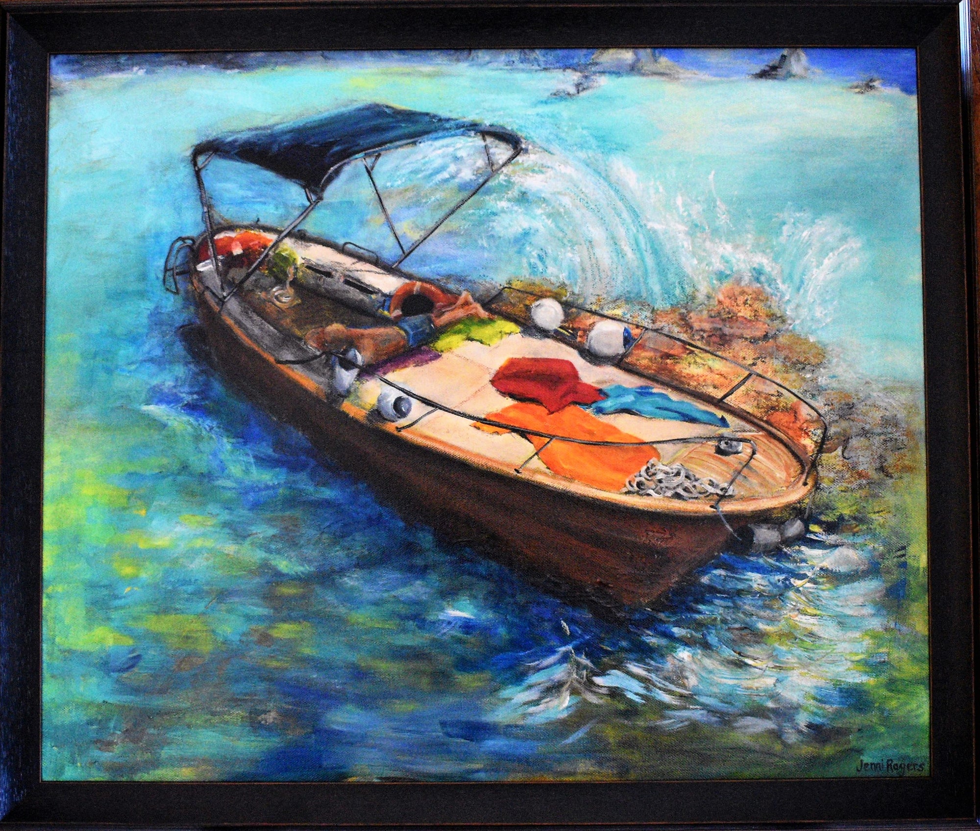 Lazy day on the ocean, between catches, summer breeze, listening to the rhythm of the sea on this hot and humid day on our tour to Cinque Terre, Italy by Australian Artist Jenni Rogers