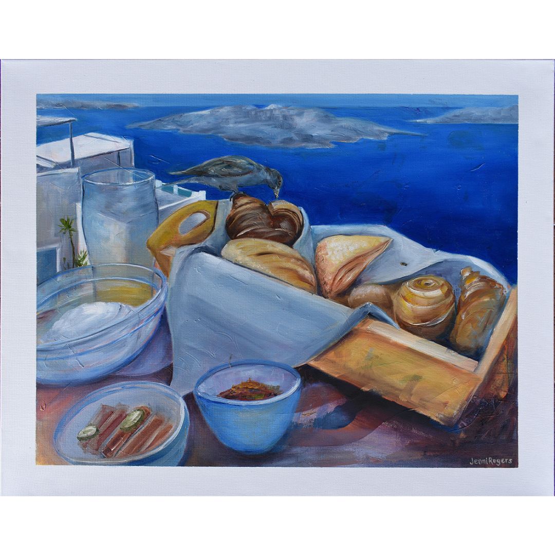 Sweet-Art by Jenni -  "Santorini; a bird's breakfast" *76x61cm
