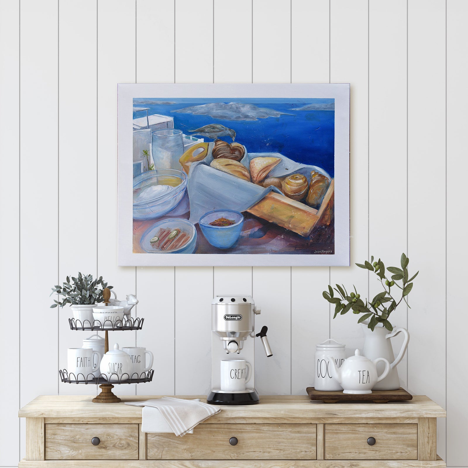 Sweet-Art by Jenni -  Santorini; a bird's breakfast ~ Original Art by Jenni Rogers