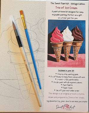 Sweet-Art by Jenni -  The Sweet Paint Kit- Trio of Ice Cream - Vintage Edition