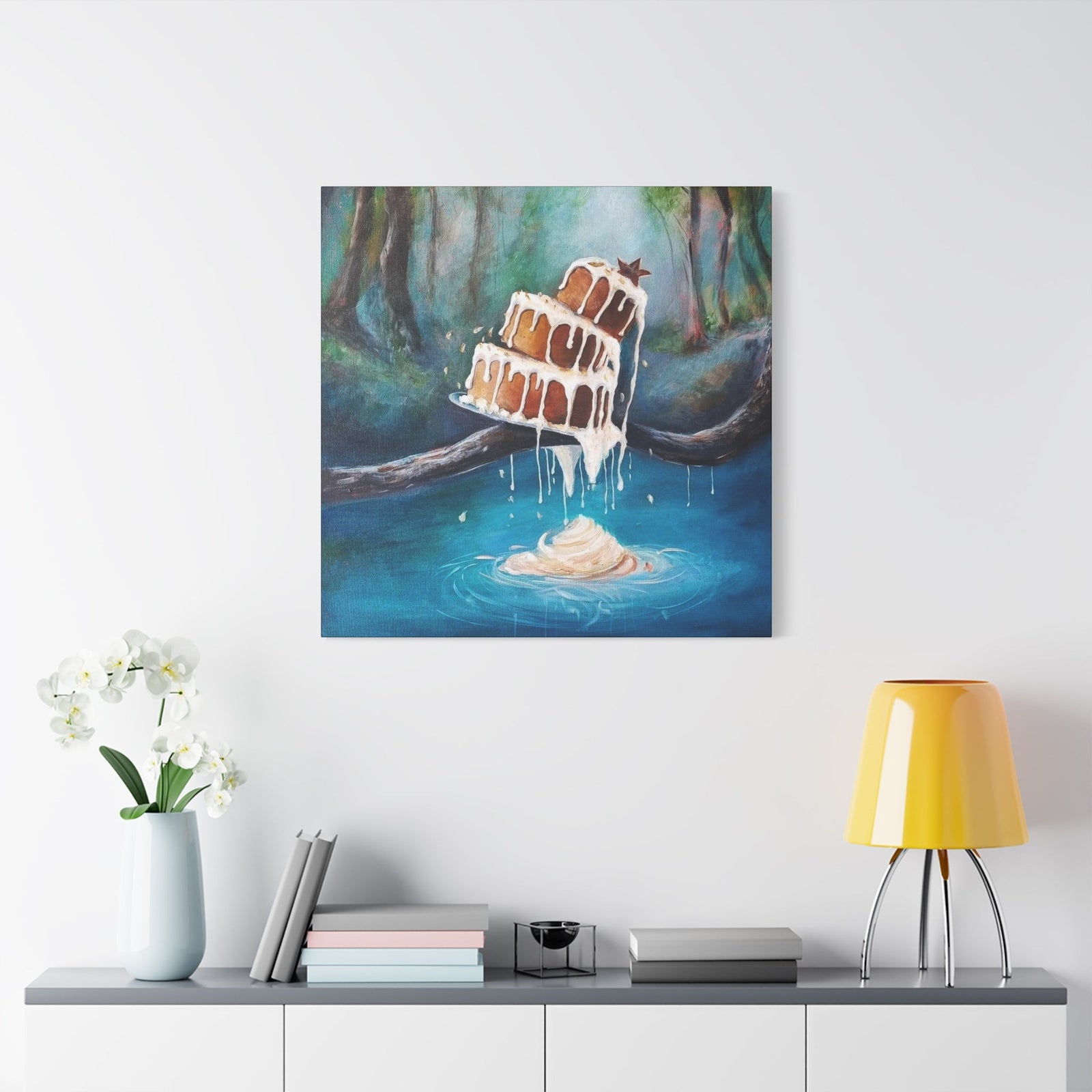 Sweet-Art by Jenni -  Sweet Tumble Canvas Art — Whimsical Forest Dessert Wall Decor