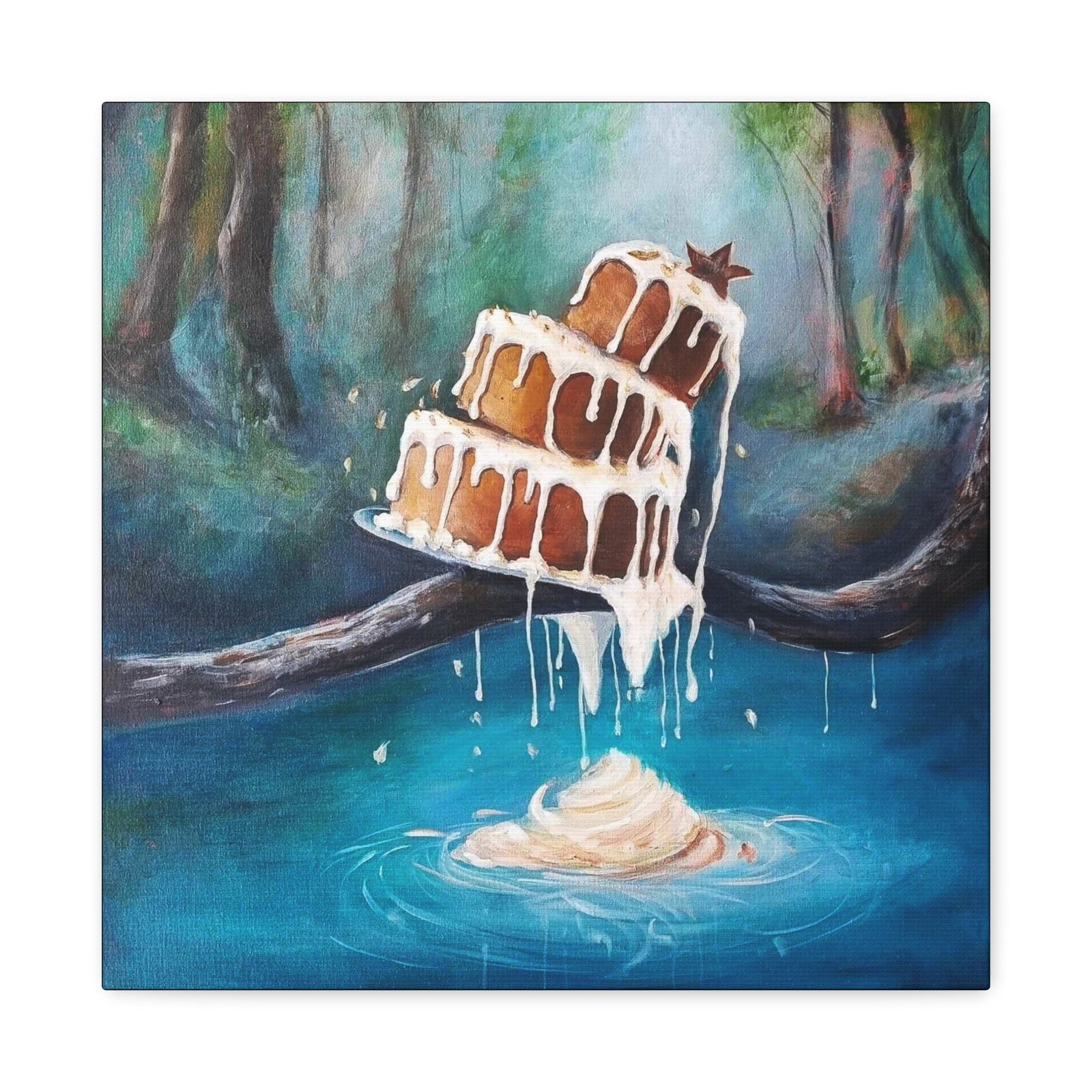 Sweet-Art by Jenni -  Sweet Tumble Canvas Art — Whimsical Forest Dessert Wall Decor