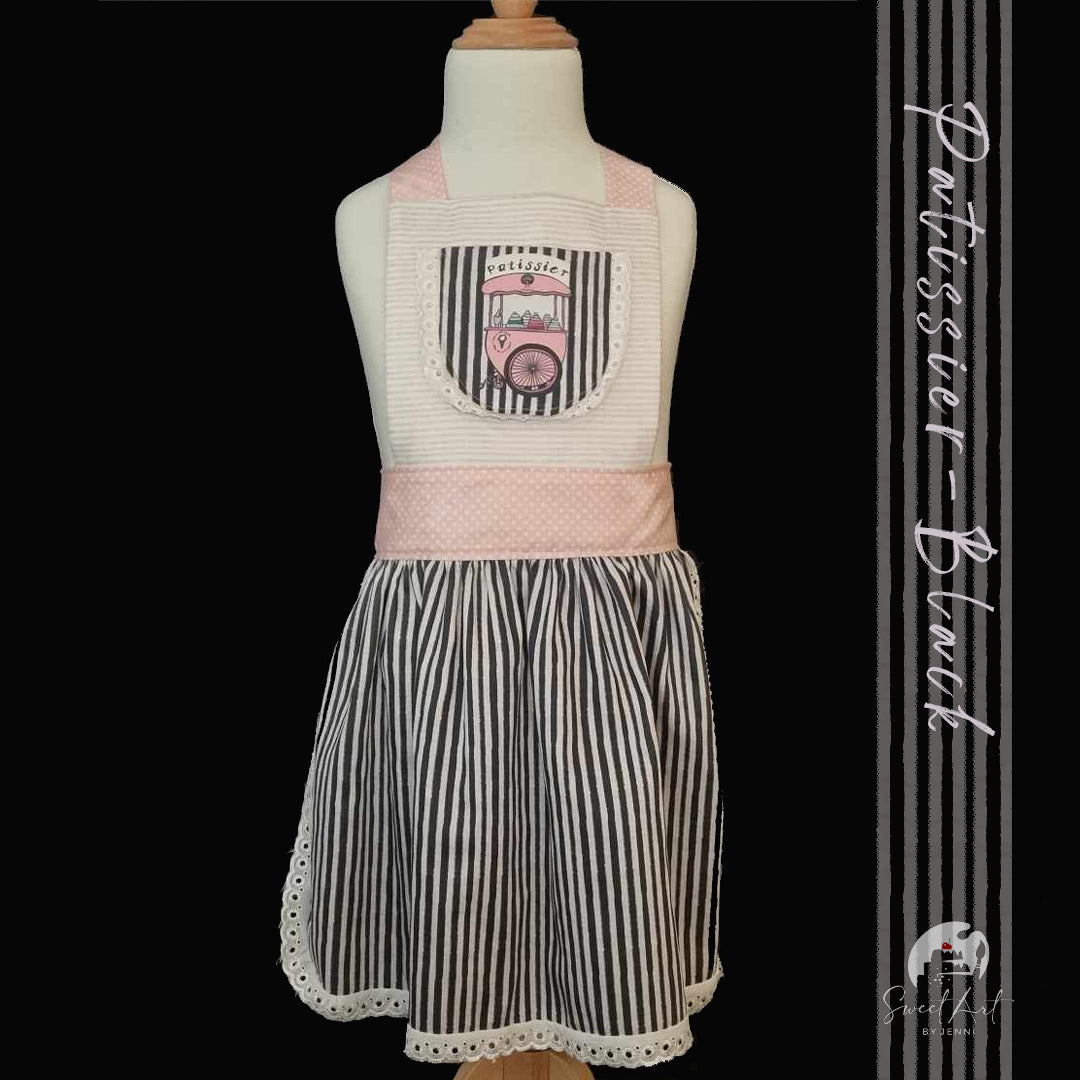 Sweet-Art by Jenni -  Child’s Apron 'Pâtissier-Black' Hand Sewn