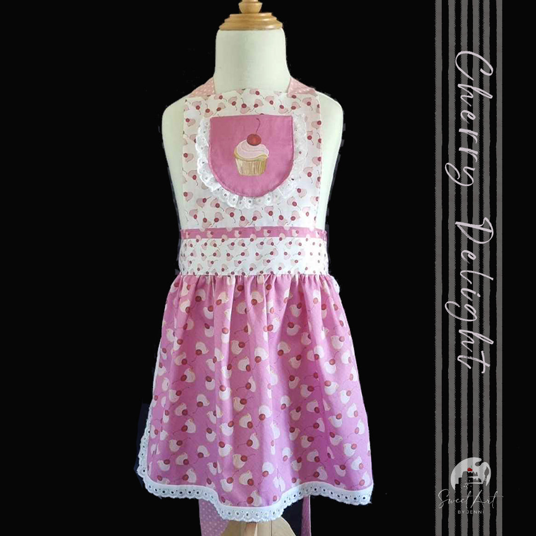 Sweet-Art by Jenni -  Child’s Apron 'Cherry Delight' Hand Sewn