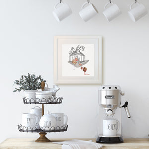 Sweet-Art by Jenni -  "Pouring Tea" Framed Print 27x27cm