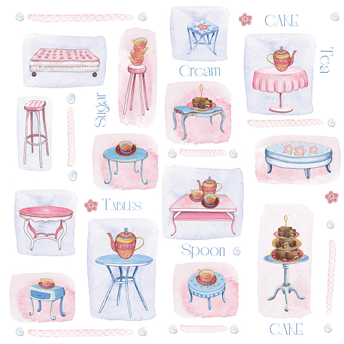 Sweet-Art by Jenni -  "High Tea" Framed Print 27x27cm