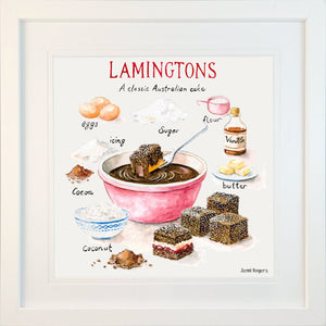 Sweet-Art by Jenni -  "Lamingtons" Framed Print 27x27cm