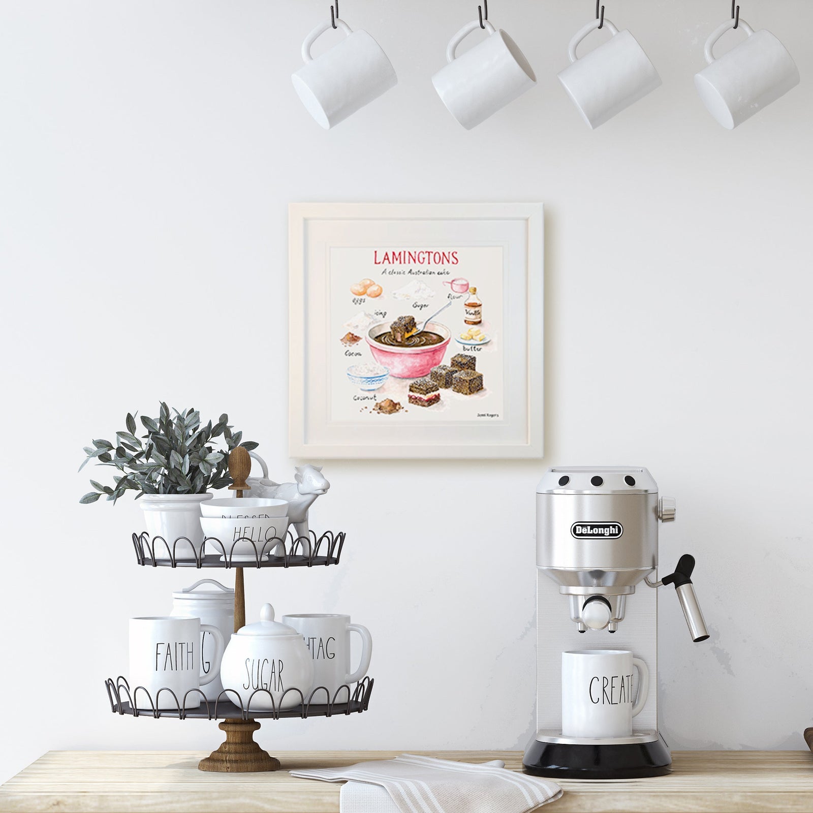 Sweet-Art by Jenni -  "Lamingtons" Framed Print 27x27cm