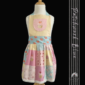 Sweet-Art by Jenni -  Child’s Apron 'Patchwork Blue' Hand Sewn