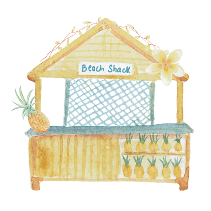 Sweet-Art by Jenni -  "Pineapple Beach Shack" Framed Print 27x27cm