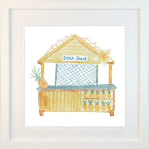 Sweet-Art by Jenni -  "Pineapple Beach Shack" Framed Print 27x27cm