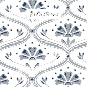 Sweet-Art by Jenni -  stylised flower repeating pattern in white, grey and navy blue