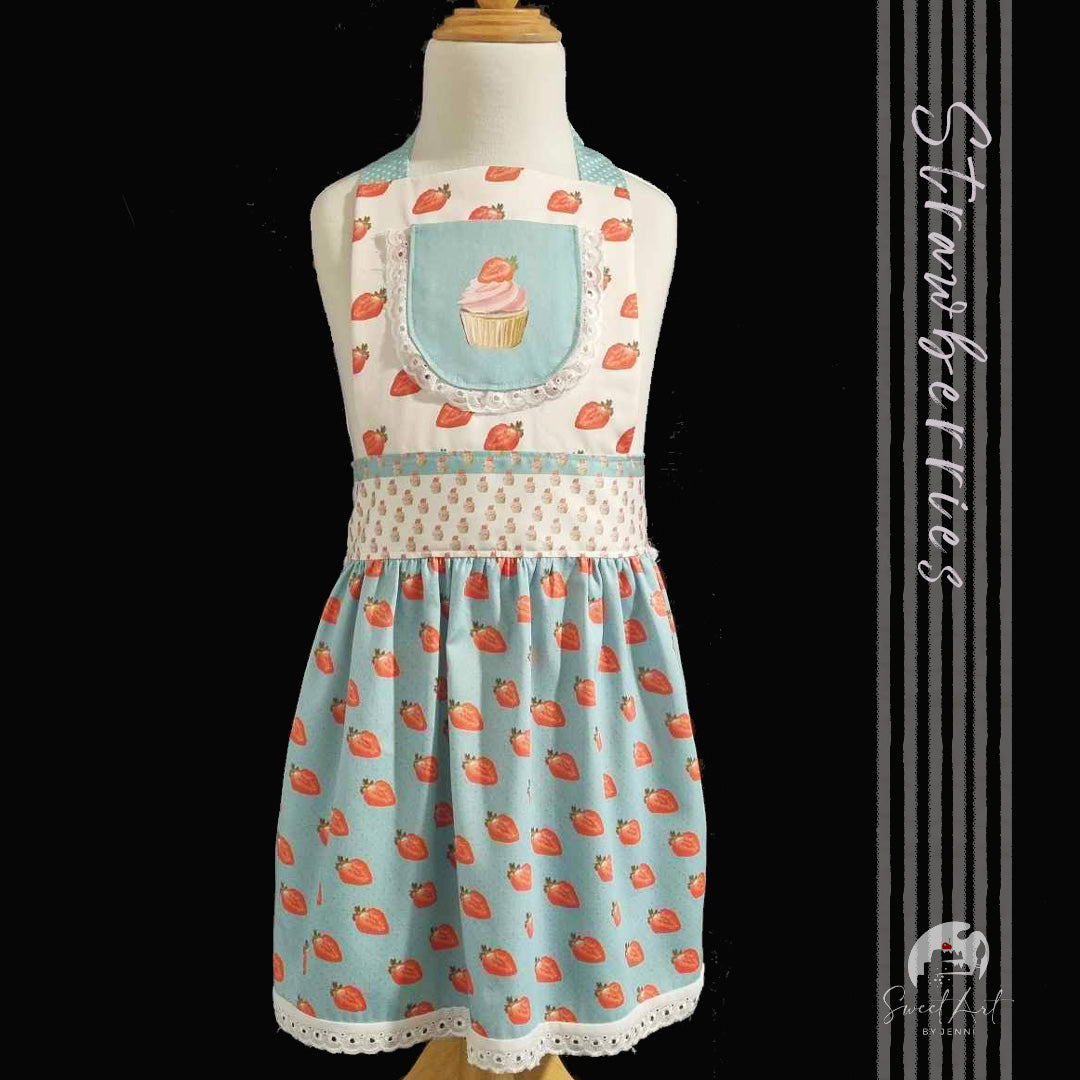 Sweet-Art by Jenni -  Child’s Apron 'Strawberries' Hand Sewn