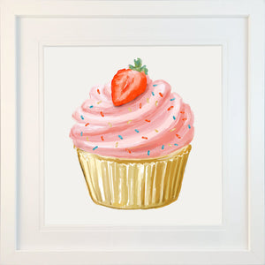 Sweet-Art by Jenni -  "A Strawberry Cupcake" Framed Print 27x27cm