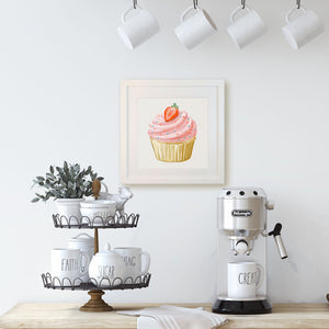 Sweet-Art by Jenni -  "A Strawberry Cupcake" Framed Print 27x27cm