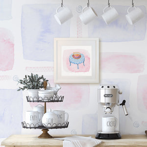 Sweet-Art by Jenni -  "Tea on Blue Table" Framed Print 27x27cm