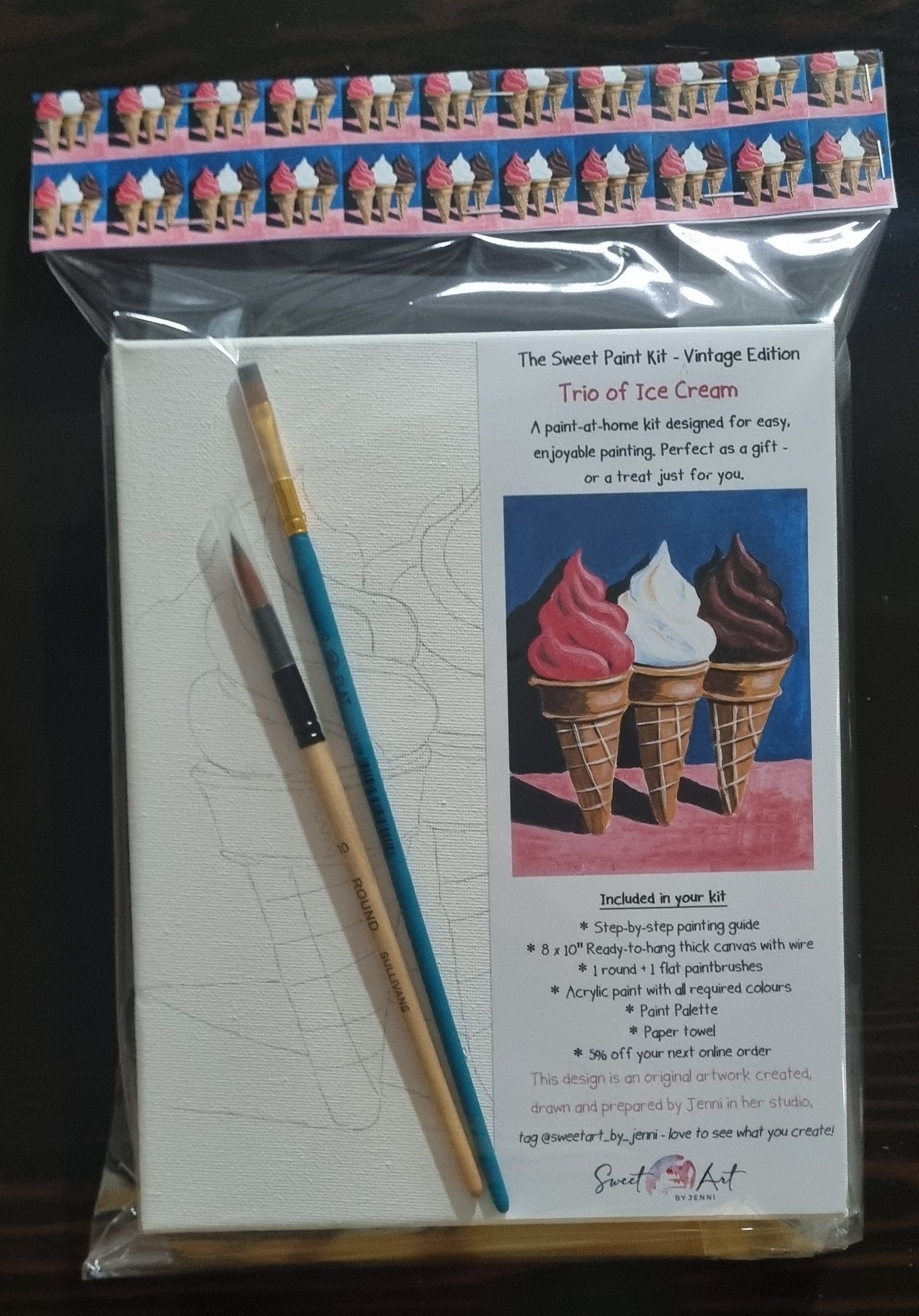 Sweet-Art by Jenni -  The Sweet Paint Kit- Trio of Ice Cream - Vintage Edition