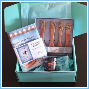 "Palm Tree" Recipe-art Tea Towel + Measuring Spoons Gift Box
