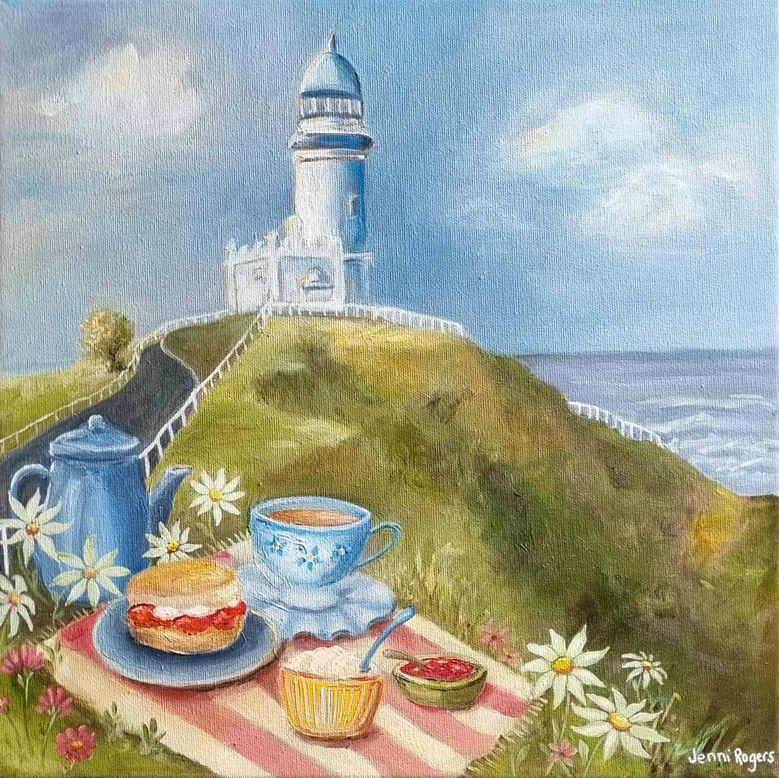 Sweet-Art by Jenni -  Tea at Byron Bay Lighthouse ~ Original Art by Jenni Rogers