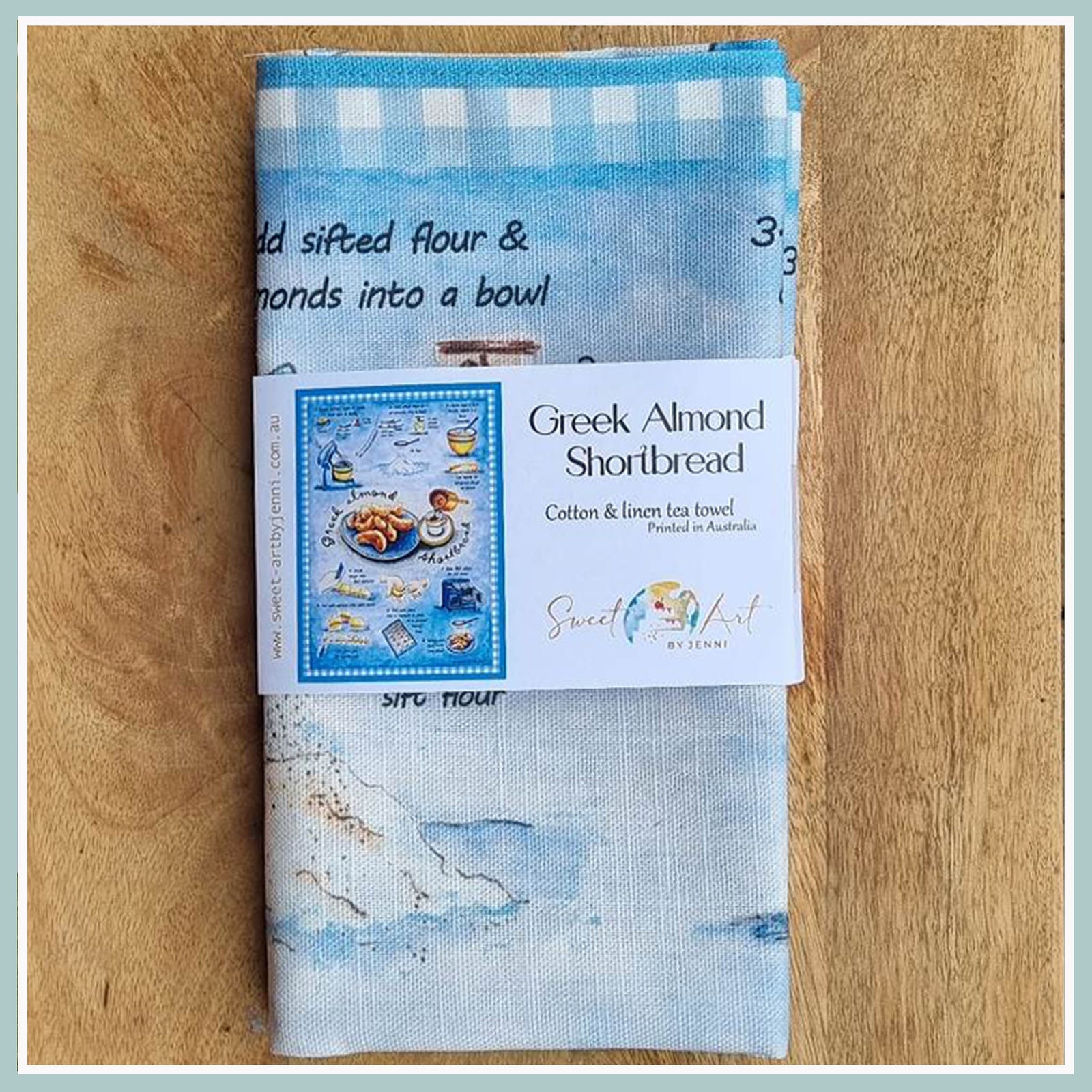 Sweet-Art by Jenni -  Greek Almond Shortbread Recipe-art Tea Towel Medium $28.00