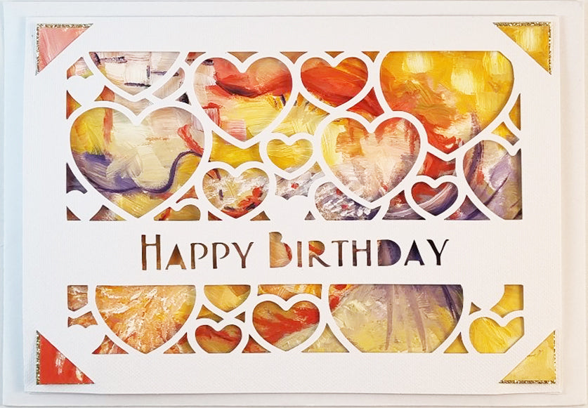 happy birthday greeting card, hand painted using water colours. this is an original painting