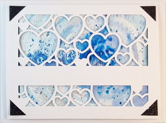 Sweet-Art by Jenni -  Hearts in Blue- watercolour Greeting Card + Envelope