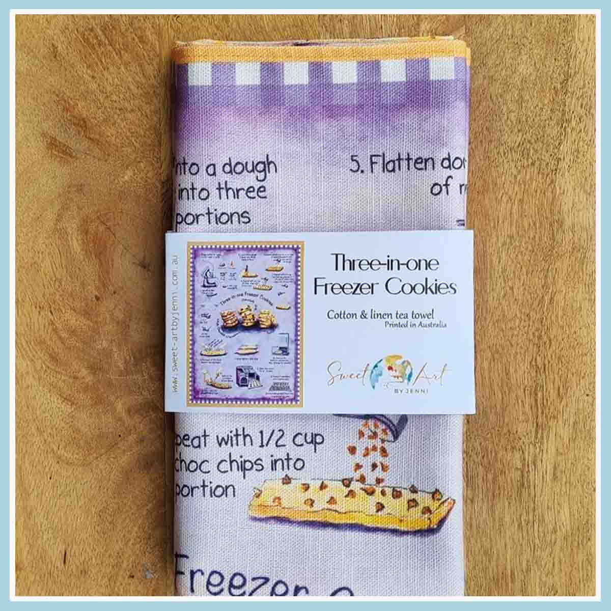 Sweet-Art by Jenni -  Three-in-one Freezer Cookies Recipe-art Tea Towel Medium $28.00