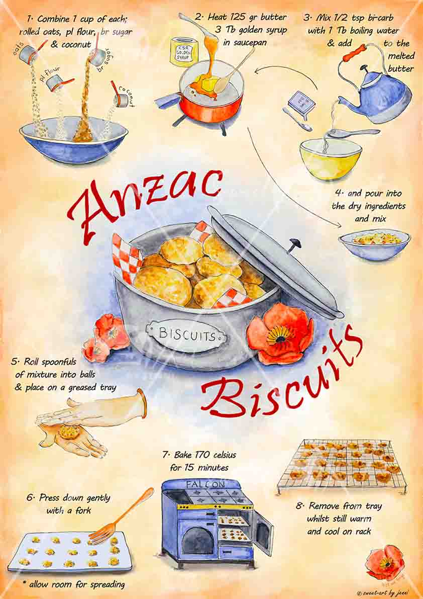 Sweet-Art by Jenni -  Anzac Biscuits Print Just the print