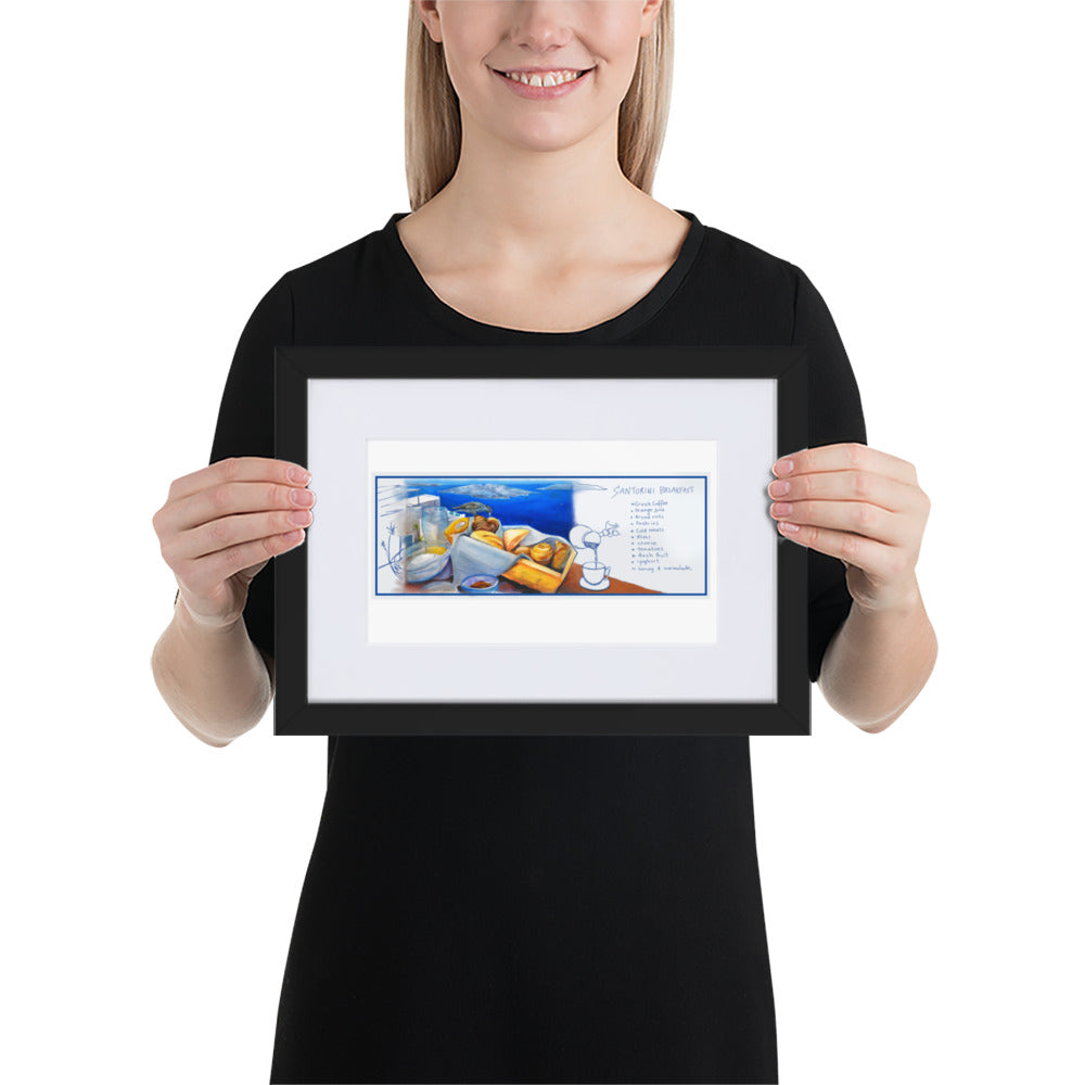 Sweet-Art by Jenni -  Santorini Breakfast Recipe-art print Black / 21×30 cm