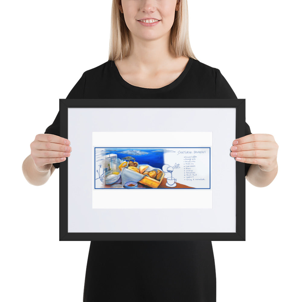 Sweet-Art by Jenni -  Santorini Breakfast Recipe-art print Black / 21×30 cm